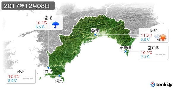 高知県(2017年12月08日の天気