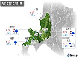 2017年12月11日の道央の実況天気