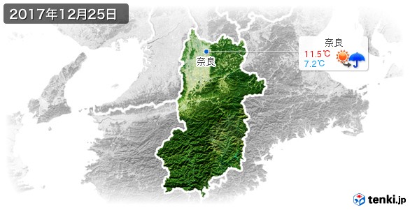 奈良県(2017年12月25日の天気