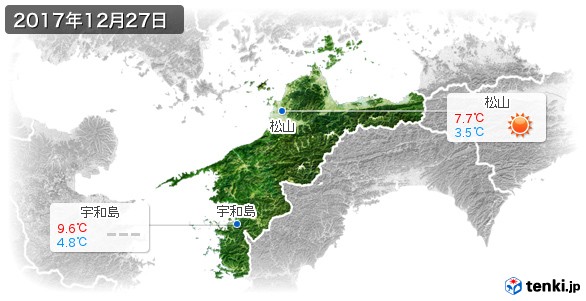 愛媛県(2017年12月27日の天気