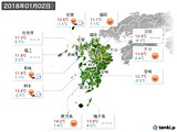 2018年01月02日の九州地方の実況天気