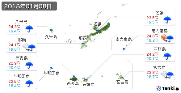 沖縄県(2018年01月08日の天気