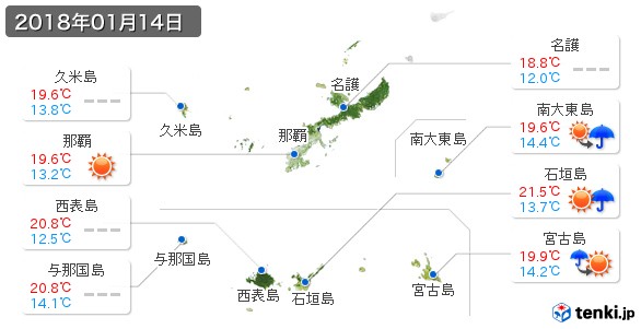 沖縄県(2018年01月14日の天気