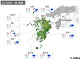 2018年01月28日の九州地方の実況天気