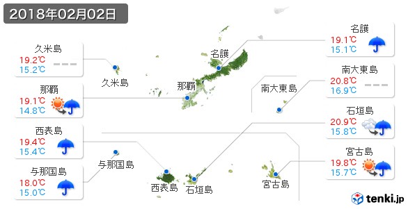 沖縄県(2018年02月02日の天気