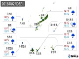 2018年02月03日の沖縄県の実況天気