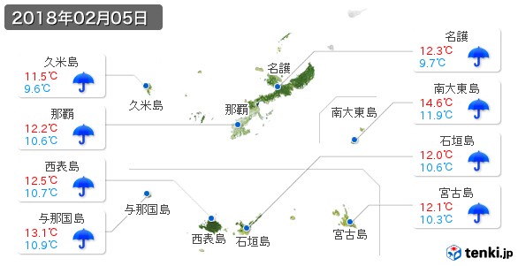 沖縄県(2018年02月05日の天気