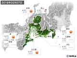 2018年02月07日の東海地方の実況天気