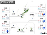 2018年02月07日の沖縄県の実況天気