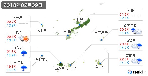 沖縄県(2018年02月09日の天気