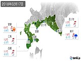 2018年02月17日の道南の実況天気
