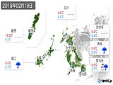 2018年02月19日の長崎県の実況天気