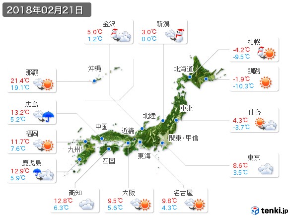 (2018年02月21日の天気