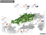 2018年02月26日の中国地方の実況天気