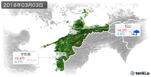 愛媛県(2018年03月03日の天気