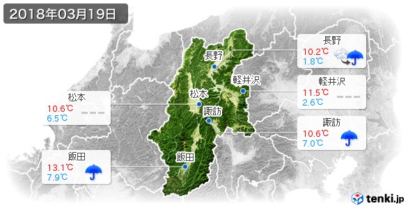 長野県(2018年03月19日の天気