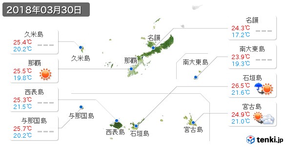 沖縄県(2018年03月30日の天気