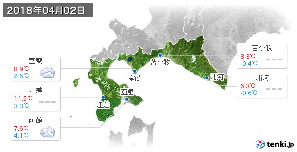 道南(2018年04月02日の天気