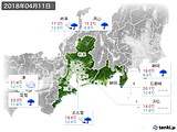 2018年04月11日の東海地方の実況天気