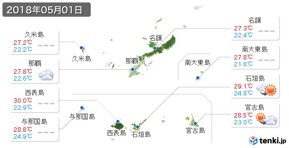 沖縄県(2018年05月01日の天気