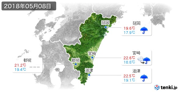 宮崎県(2018年05月08日の天気