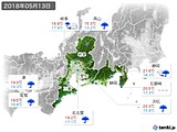 2018年05月13日の東海地方の実況天気