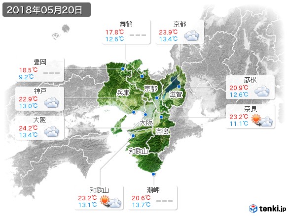 近畿地方(2018年05月20日の天気