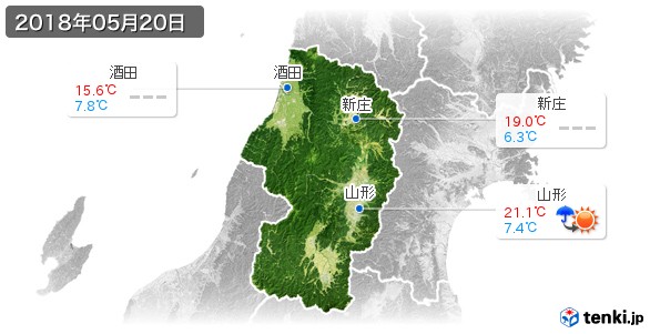 山形県(2018年05月20日の天気