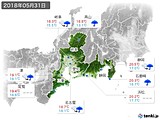 2018年05月31日の東海地方の実況天気