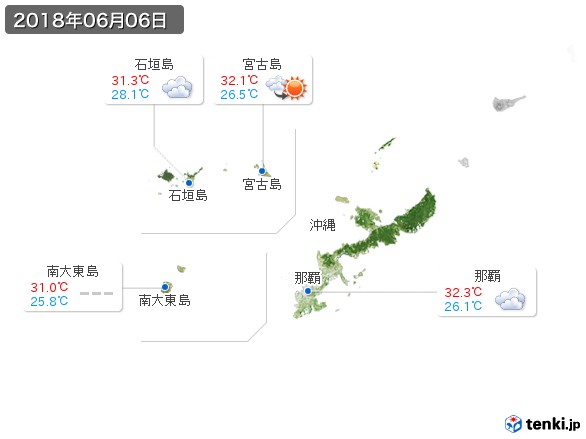 沖縄地方(2018年06月06日の天気