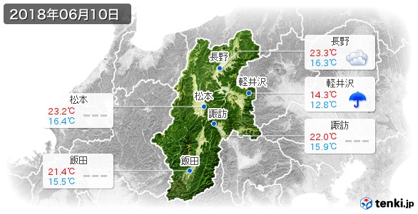 長野県(2018年06月10日の天気