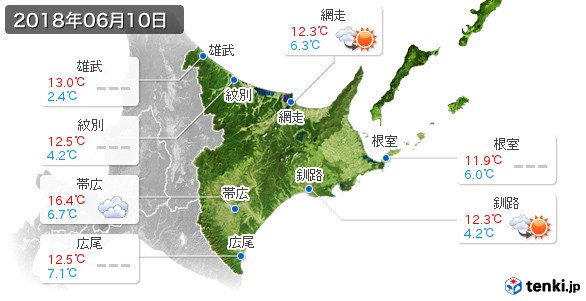 道東(2018年06月10日の天気