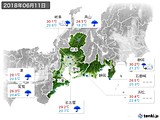 2018年06月11日の東海地方の実況天気