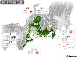 2018年06月12日の東海地方の実況天気