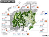 2018年06月13日の関東・甲信地方の実況天気
