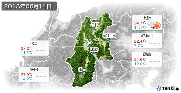 長野県(2018年06月14日の天気
