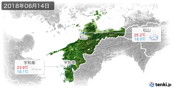 愛媛県(2018年06月14日の天気