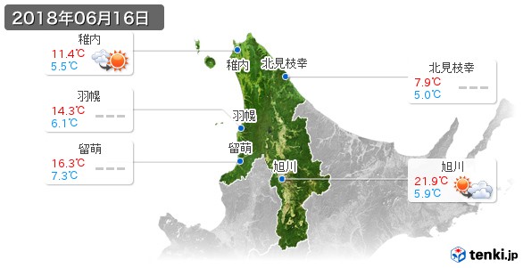 道北(2018年06月16日の天気