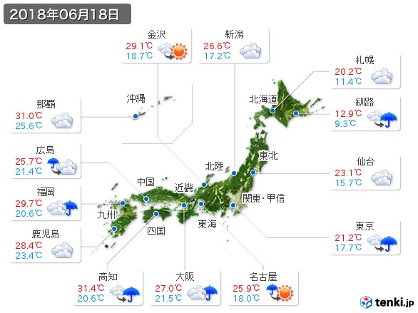 (2018年06月18日の天気