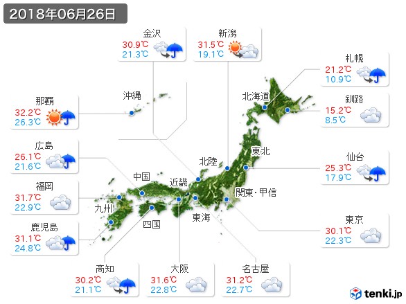 (2018年06月26日の天気