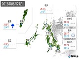 2018年06月27日の長崎県の実況天気