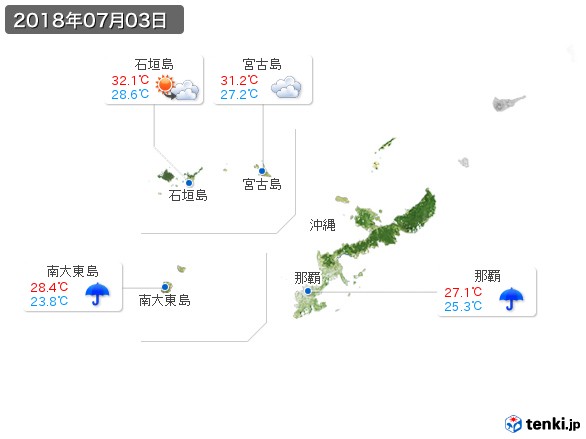 沖縄地方(2018年07月03日の天気