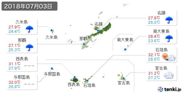 沖縄県(2018年07月03日の天気