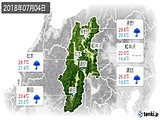 2018年07月04日の長野県の実況天気