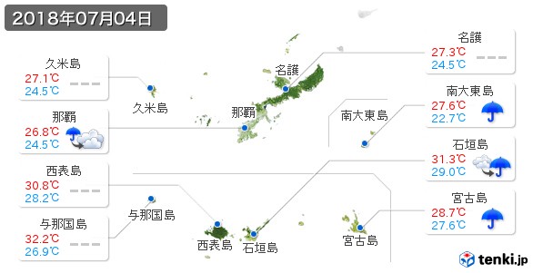 沖縄県(2018年07月04日の天気