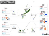 2018年07月09日の沖縄県の実況天気