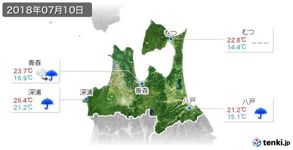 青森県(2018年07月10日の天気