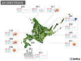 2018年07月24日の北海道地方の実況天気