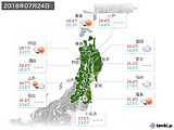 2018年07月24日の東北地方の実況天気