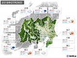 2018年07月26日の関東・甲信地方の実況天気